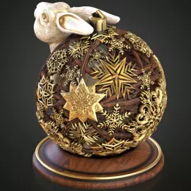 Эксклюзивный сувенир из массива бука "Заяц в шаре"